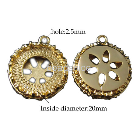 Vacuum real gold plating, More than 2 microns thick, pendant base,Brass,